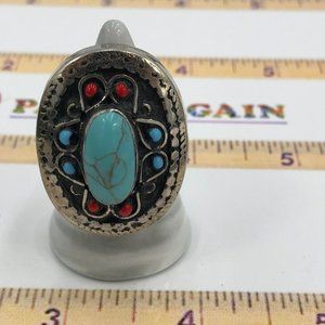 Turquoise Stone Ethnic Ring, Afghan Kuchi Ring, Boho Ring, Afghan Jewelry